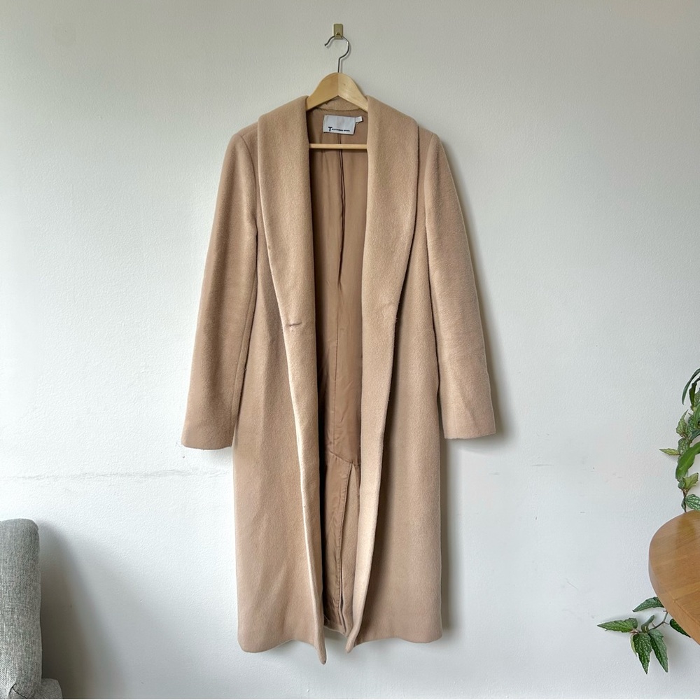 Alexander Wang Mohair Wool Shawl Collar Coat in Camel/Tan